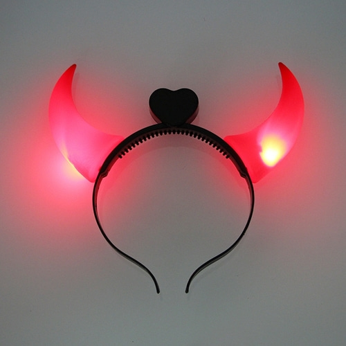 LED 붉은악마 발광 머리띠(중간뿔)