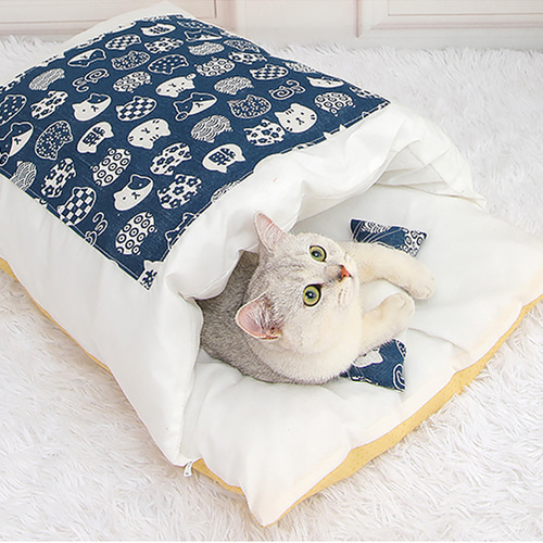 캣배딩 고양이 베개+이불(55x40cm) (블루)