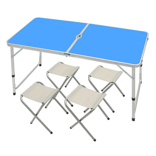 4인용 접이식 캠핑테이블 의자세트(블루)