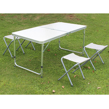4인용 접이식 캠핑테이블 의자세트(화이트)