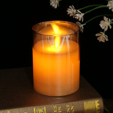 T46709 촛불감성 가짜초 (10cm_브라운) 유리병캔들